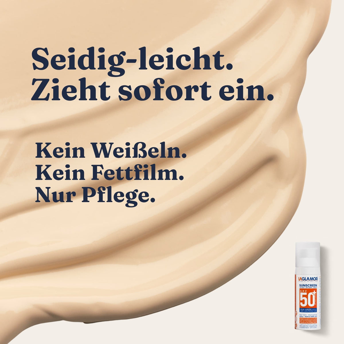 Leichte Textur der Tagespflege, zieht schnell ein, kein Weisseln