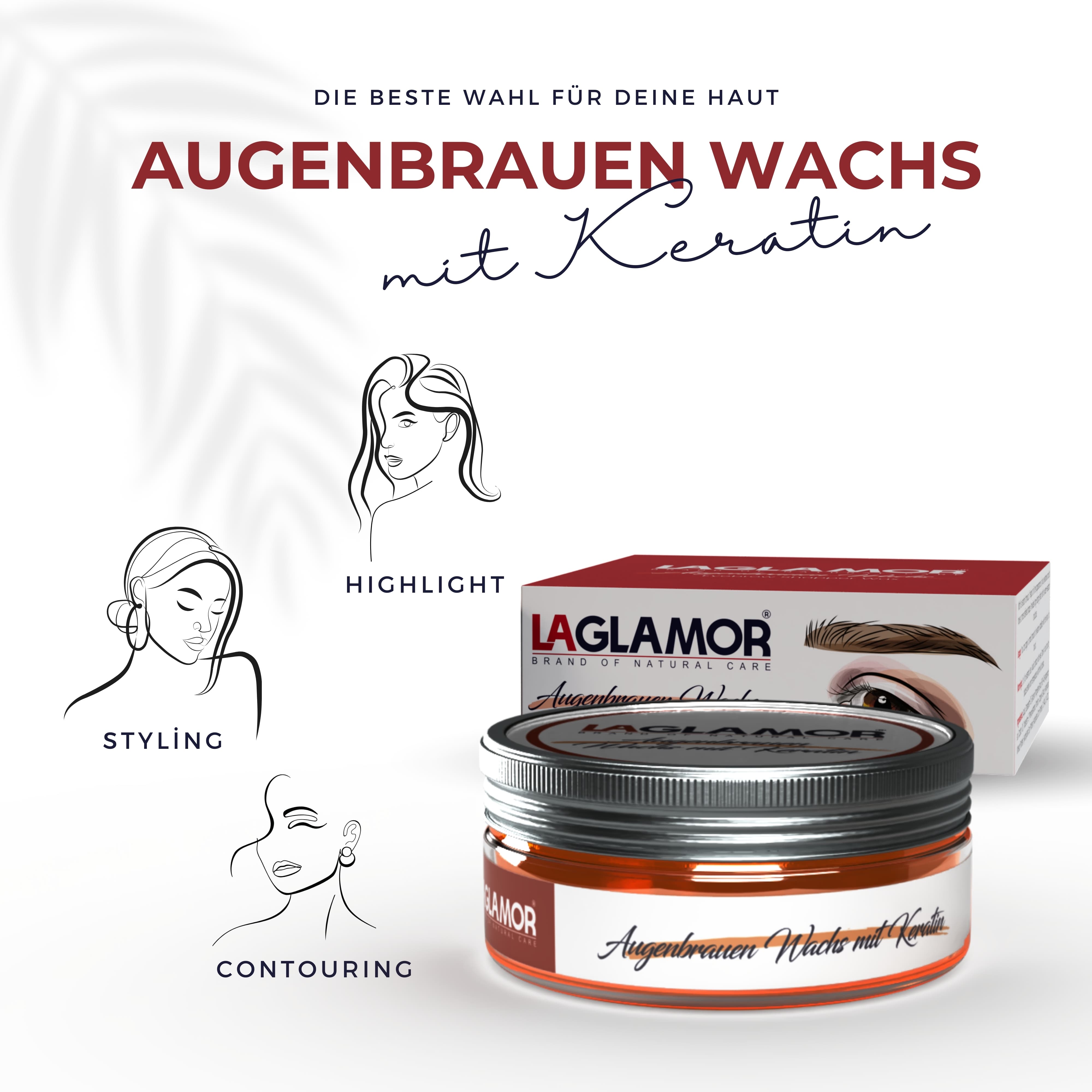 LAGLAMOR® BrowLift Gel – Augenbrauen Styling Wachs mit Keratin - 50 ml Glas