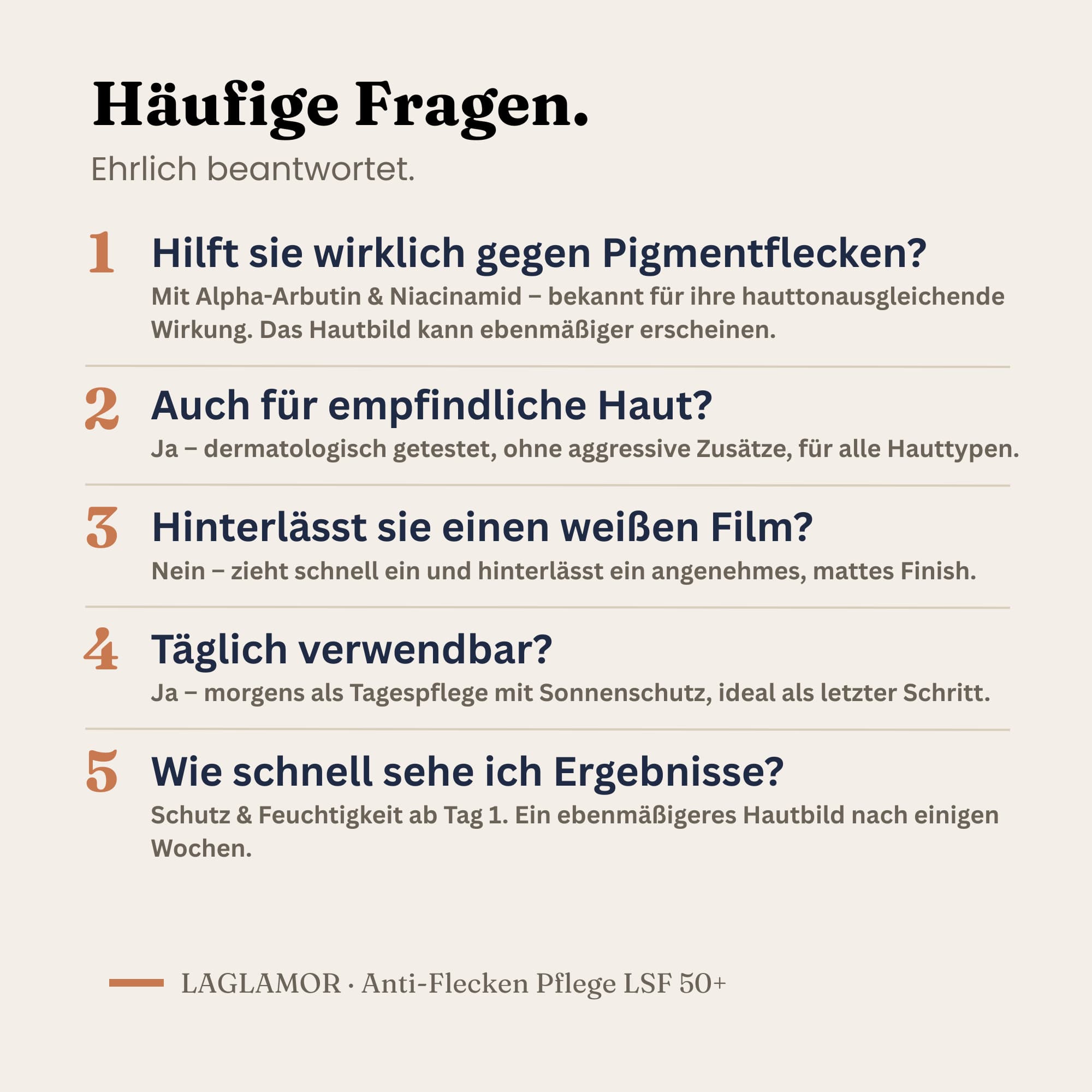 Creme gegen Pigmentflecken mit LSF 50 – Anti-Aging Gesichtspflege | LaGlamor® 50 ml