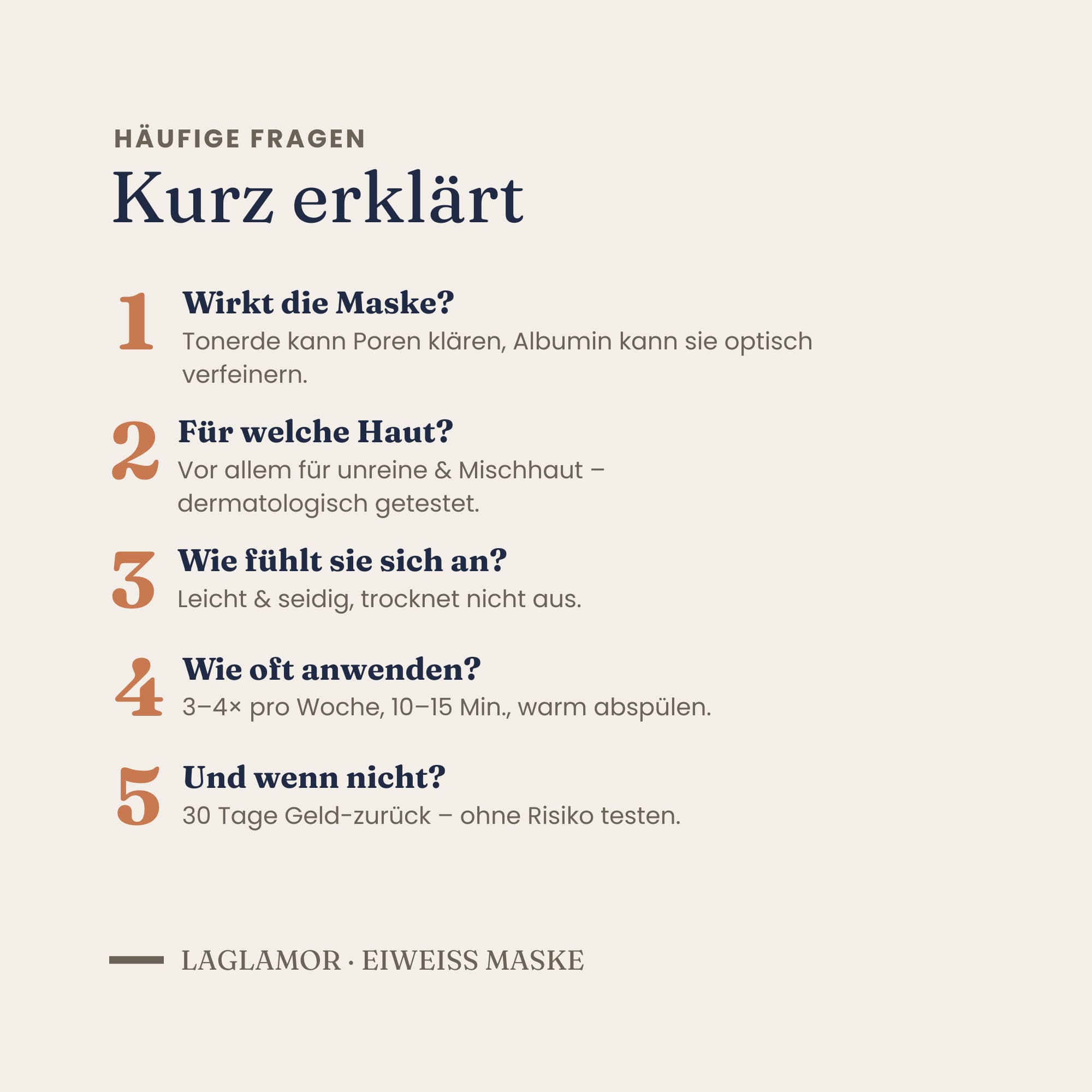 Tonerde Maske porenverfeinernd – Eiweiß Gesichtsmaske für unreine Haut | LaGlamor® 150 ml